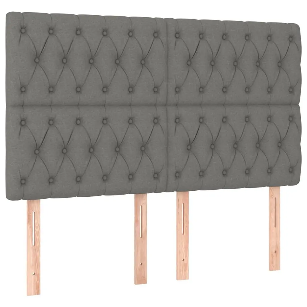 Box Spring Bed with Mattress Queen Size 152x203 cm Dark Grey Fabric