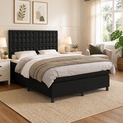 Double Box Spring Bed with Pocket Spring Mattress - 137x187 cm