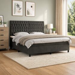 Queen Size Box Spring Bed Dimensions: 153x203 cm, Grey