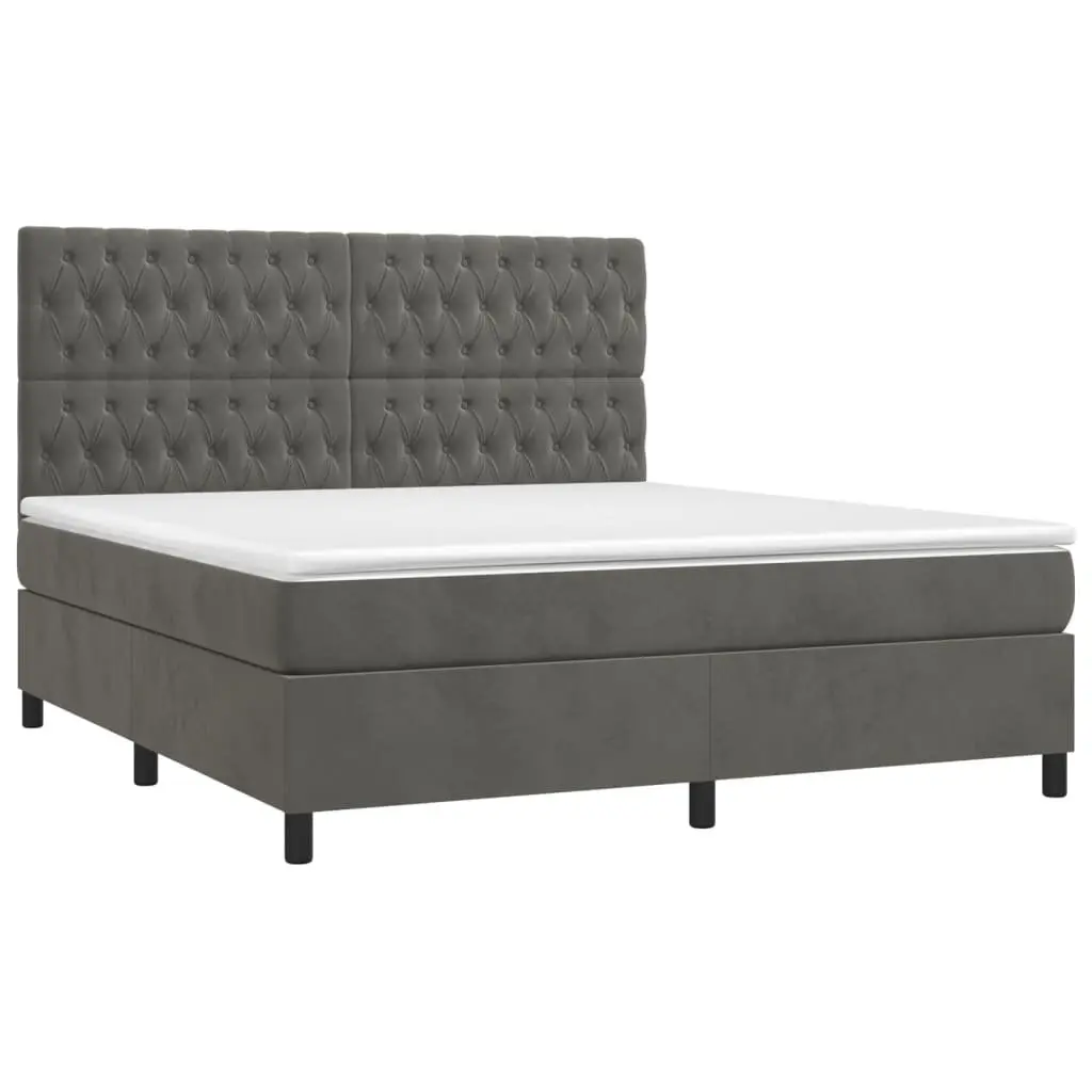 Box Spring Bed with Pocket Mattress for Bedroom Queen Size 153x203 cm Grey