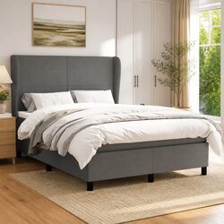 Grey Double Box Spring Bed Dimensions: 137x187cm with Pocket Mattress