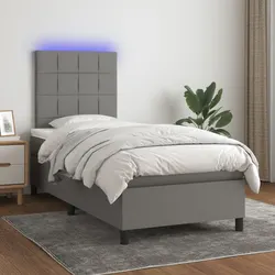 King Single Box Spring Bed: Dimensions 106 x 203 cm, Grey Fabric