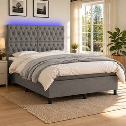 Box Spring Bed with Pocket Spring Mattress 137x187cm Grey