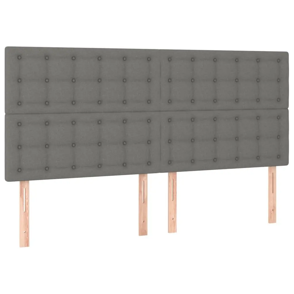 Queen Size Box Spring Bed with Pocket Mattress and LED Headboard Grey 153x203cm