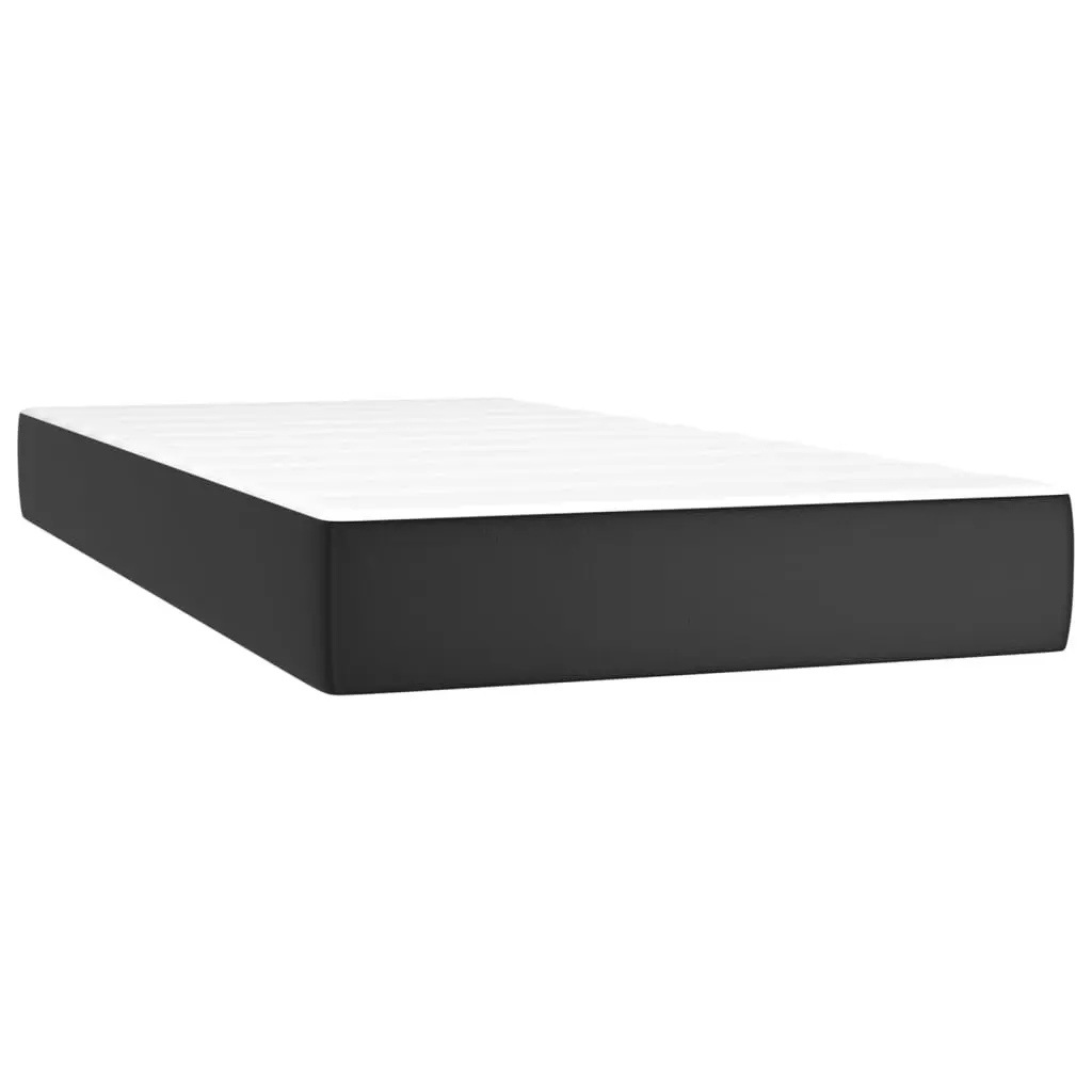 King Single Box Spring Bed with LED Lights Faux Leather Headboard Mattress