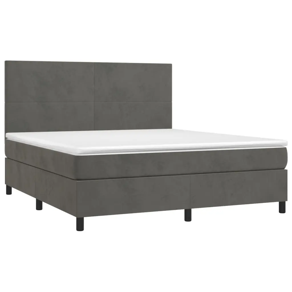 Queen Size Box Spring Bed with LED Headboard, 153x203 cm