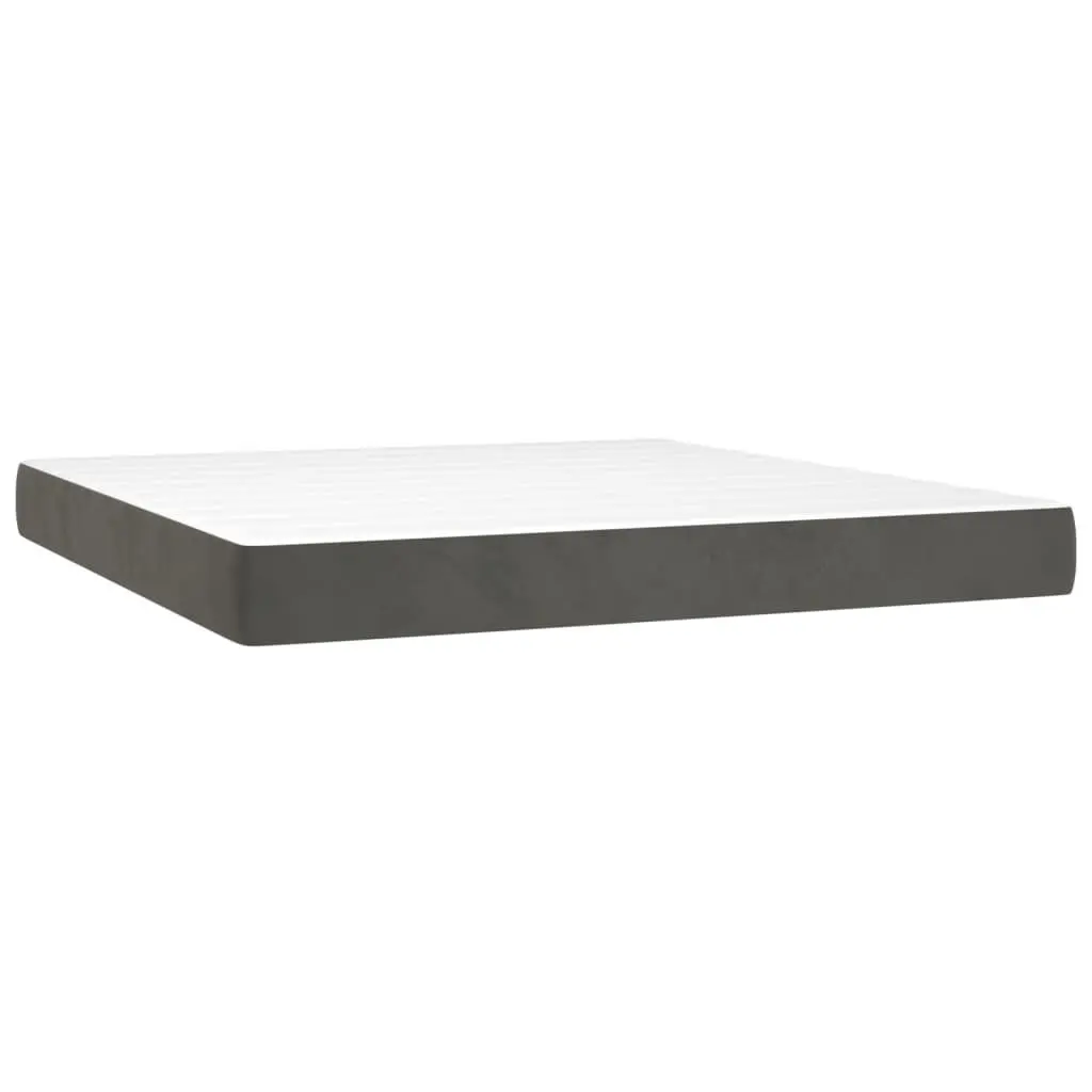 Queen Size Box Spring Bed with LED Headboard, 153x203 cm