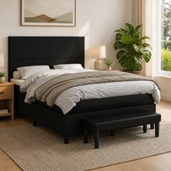 Double Box Spring Bed Specifications: 137x187cm, Faux Leather