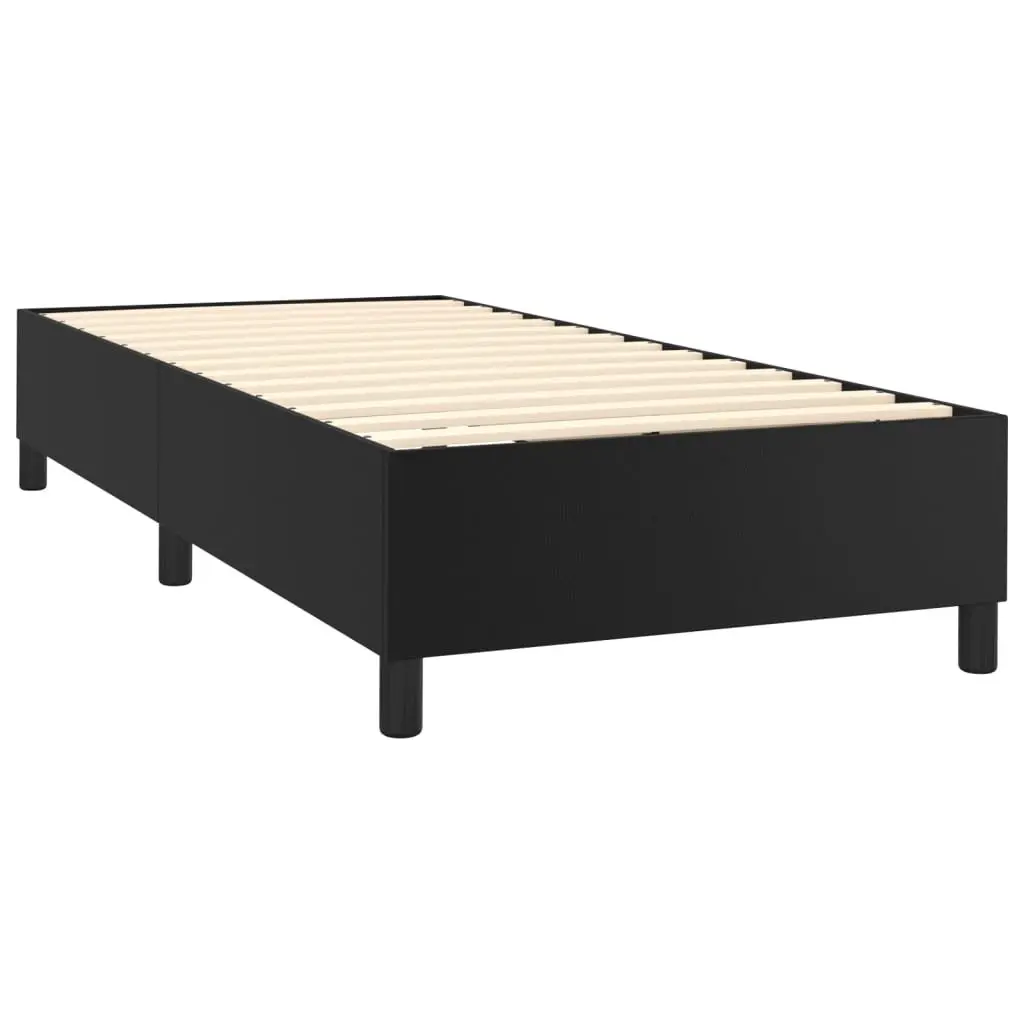 Box Spring Bed with Pocket Spring Mattress for Bedroom King Single Size Faux Leather Black