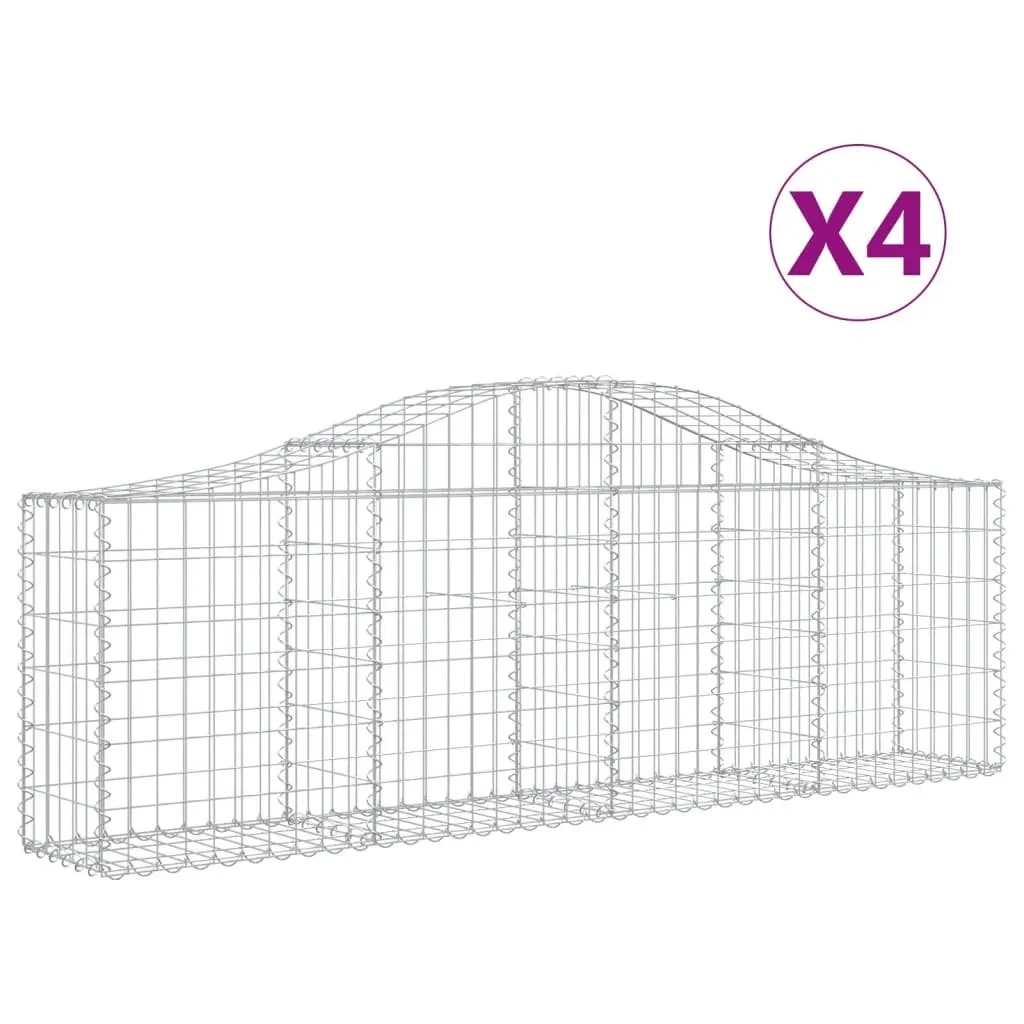 Arched Gabion Baskets 4pcs Galvanised Iron Garden Retaining Wall Decorative