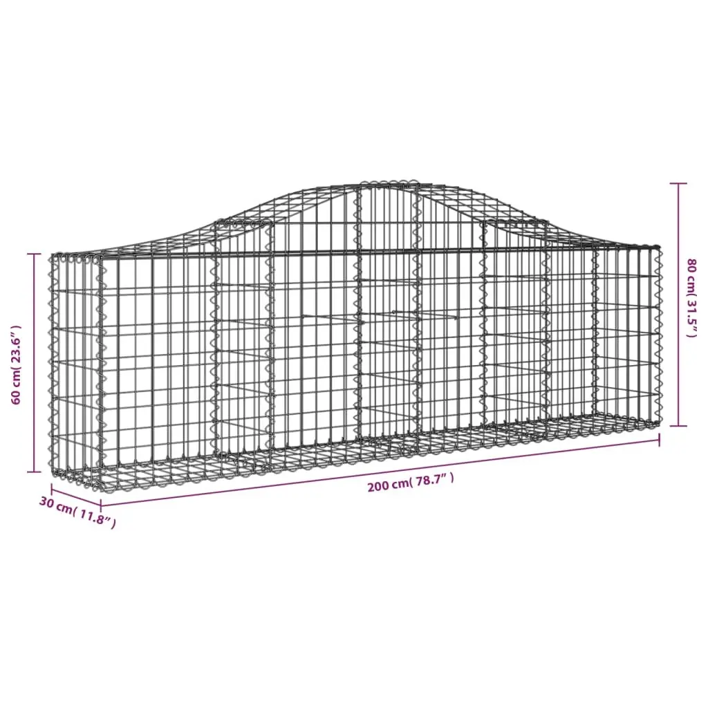 Arched Gabion Baskets 4pcs Galvanised Iron Garden Retaining Wall Decorative