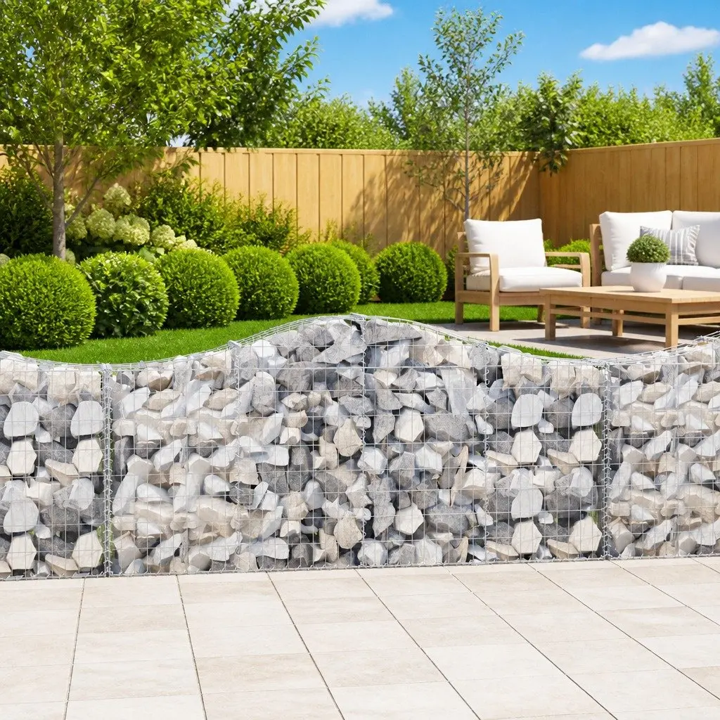 Arched Gabion Baskets Garden Barrier Outdoor 6 Piece