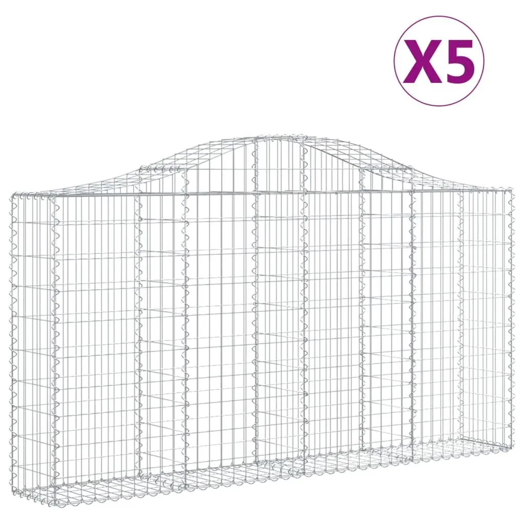 Arched Gabion Baskets Garden Barrier Outdoor Decorative 200 x 30 x 100120 cm 5 Piece