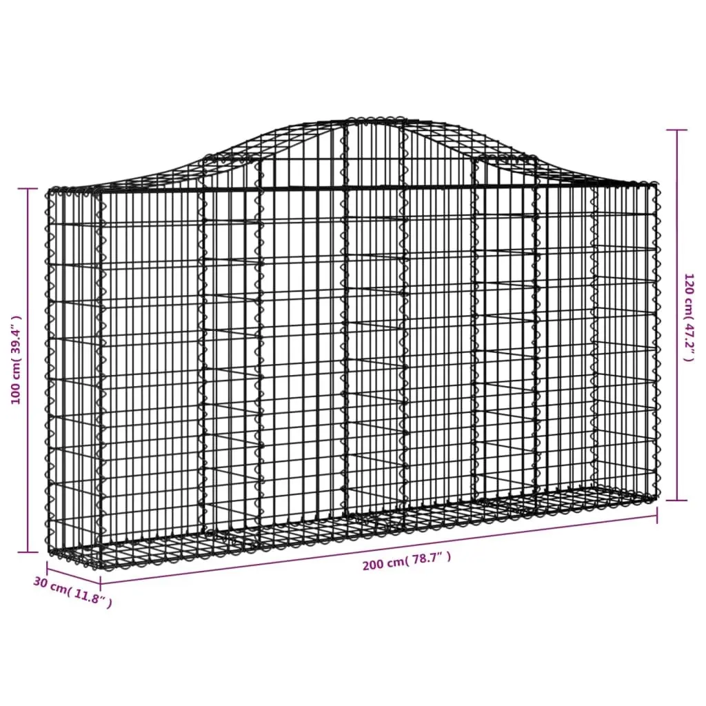 Arched Gabion Baskets Garden Barrier Outdoor Decorative 200 x 30 x 100120 cm 5 Piece