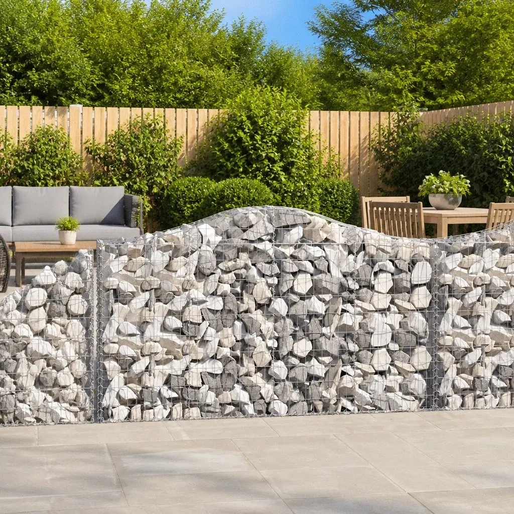 Arched Gabion Baskets Garden Barrier Outdoor 200 x 30 x 100120 cm 8 Piece