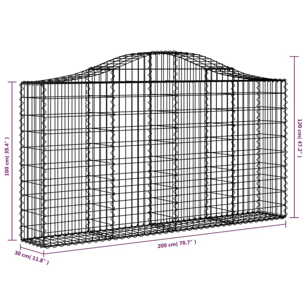 Arched Gabion Baskets Garden Barrier Outdoor 200 x 30 x 100120 cm 8 Piece