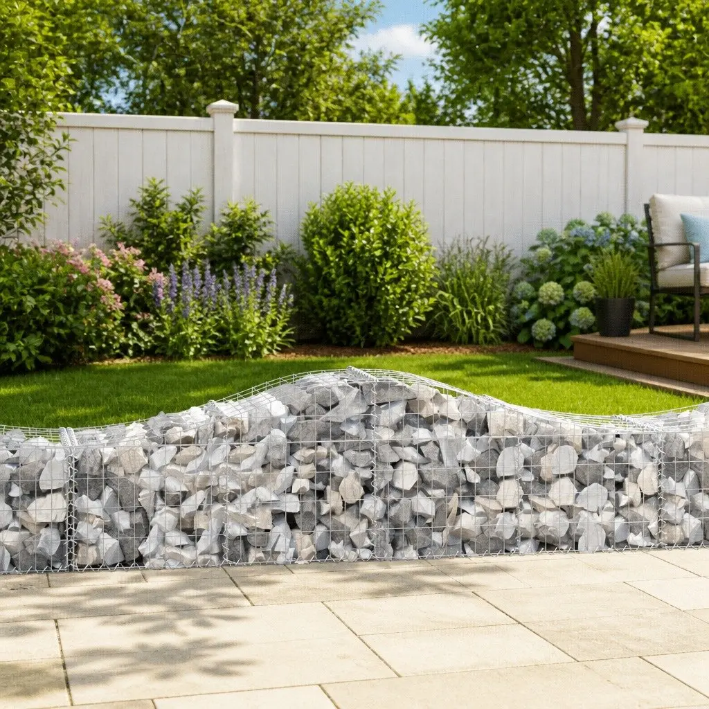 Arched Gabion Baskets Garden Outdoor Decorative Barrier 200 x 50 x 40-60 cm