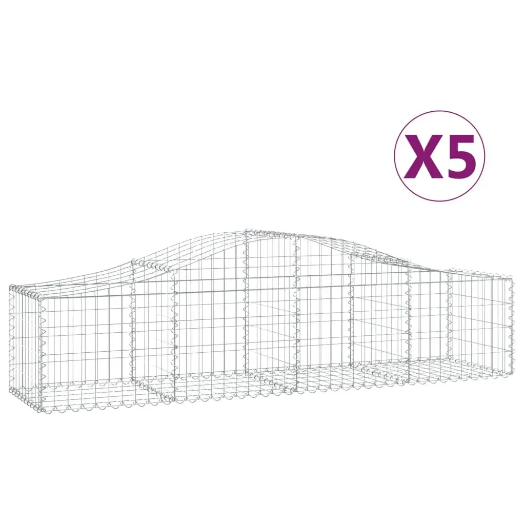 Arched Gabion Baskets Garden Barriers 5 Piece Outdoor Decorative Retaining Wall