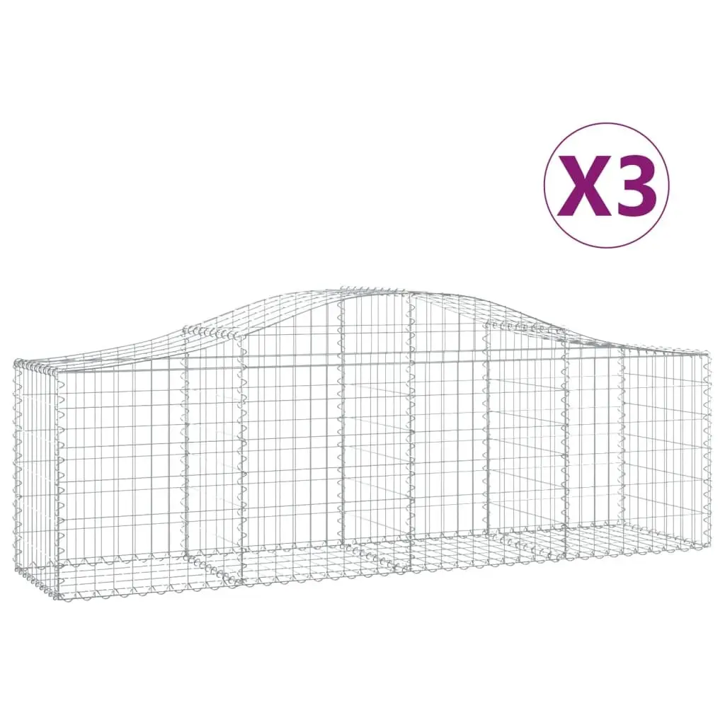 Arched Gabion Baskets Garden Barrier 200x50x60/80 cm 3 Piece