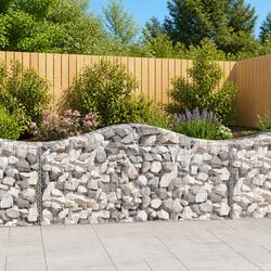 Arched Gabion Baskets 2 pcs: 200 x 50 x 80/100 cm, Silver