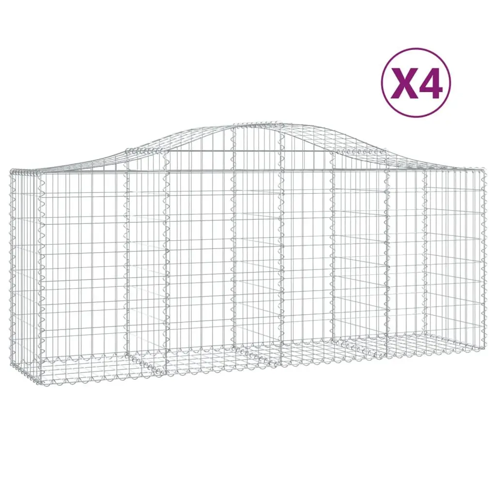 Arched Gabion Baskets Garden Barrier 200 x 50 x 80/100 cm 4 Piece Outdoor Decorative Retaining Wall