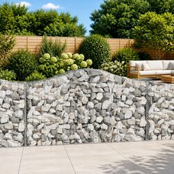 Arched Gabion Baskets 4 pcs Garden Decorative Retaining Wall Barrier Silver