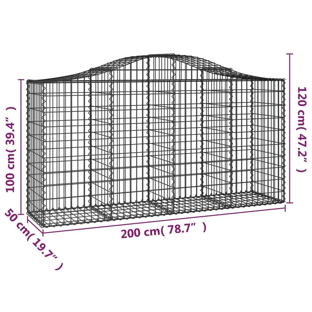 Arched Gabion Baskets Garden Outdoor 200 x 50 x 100120 cm 11 Piece