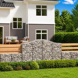 Arched Gabion Baskets 4 pcs Garden Barrier Sound-Insulating Retaining Wall