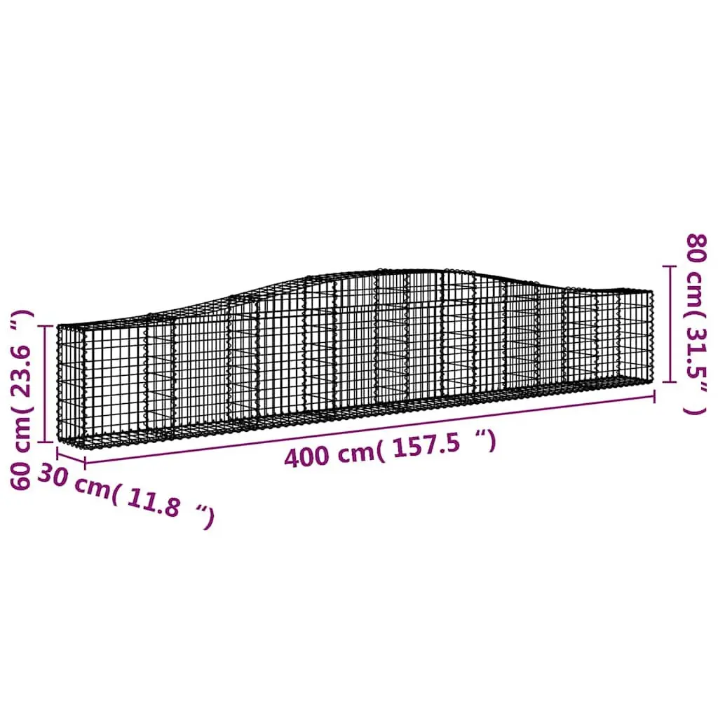 Arched Gabion Baskets Garden Barrier Decorative Retaining Wall Outdoor 3 Piece