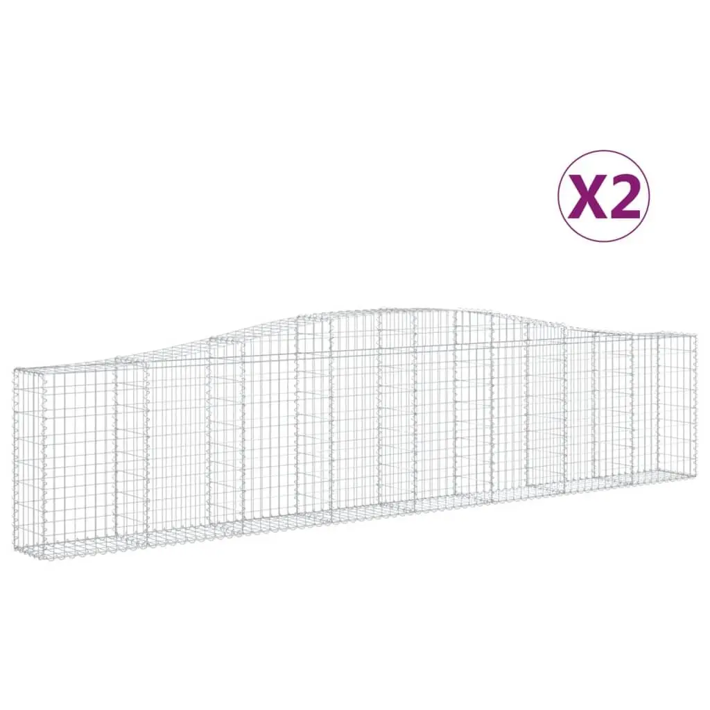 Arched Gabion Baskets 2 pcs 400x30x80/100 cm Galvanised Iron Garden Barrier