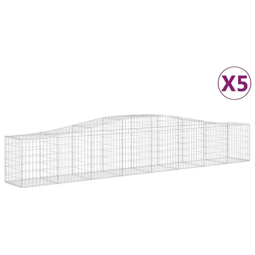 Arched Gabion Baskets 5 pcs Garden Barrier Retaining Wall Decorative Outdoor