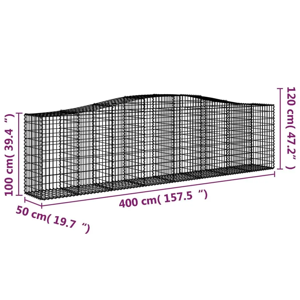 Arched Gabion Baskets Garden Retaining Wall Barrier 400x50x100120 cm 7 Piece