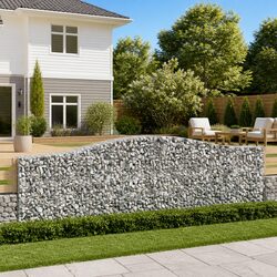 Arched Gabion Baskets 3 pcs Garden Barrier Retaining Wall Decorative Outdoor