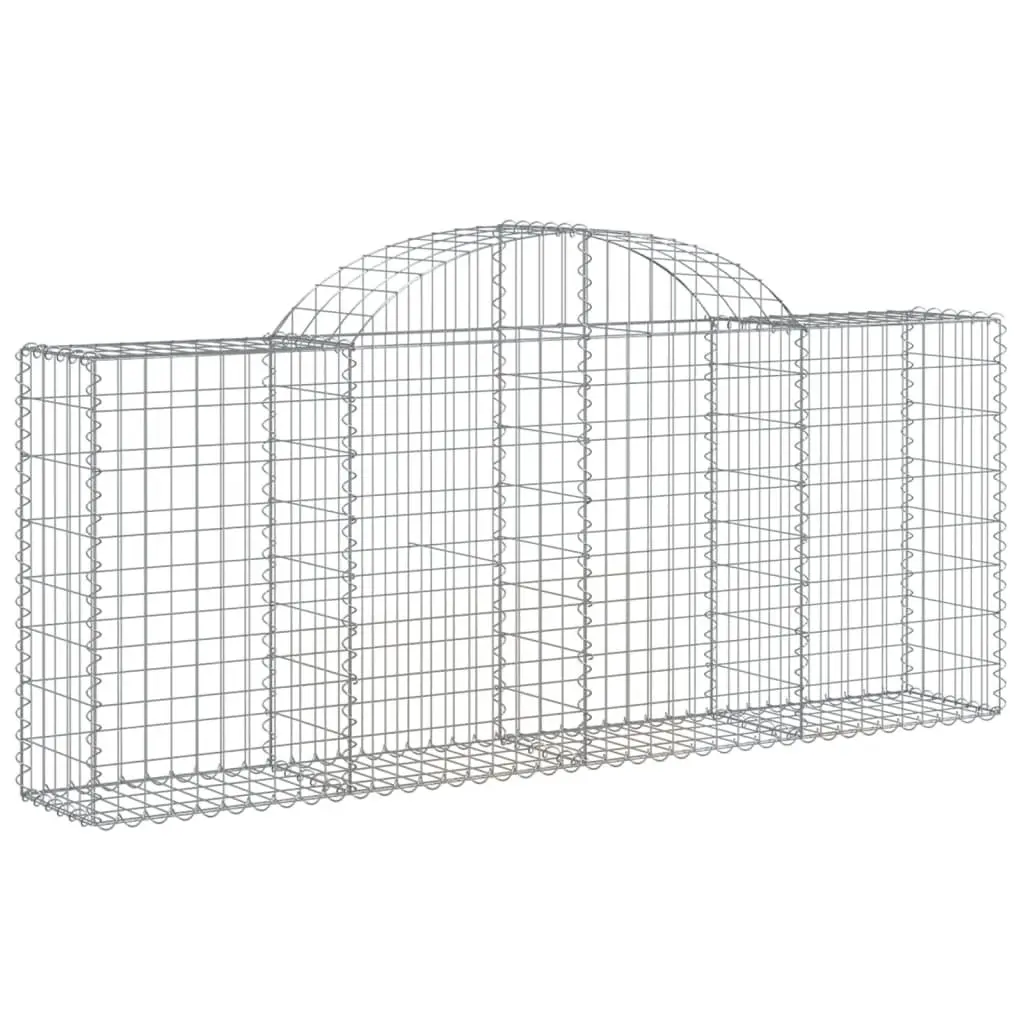 Arched Gabion Baskets Garden Barrier 200 x 30 x 80-100 cm Silver 5 Piece