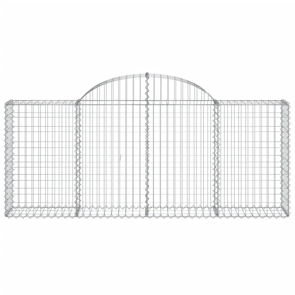 Arched Gabion Baskets Garden Barrier 200 x 30 x 80-100 cm Silver 5 Piece