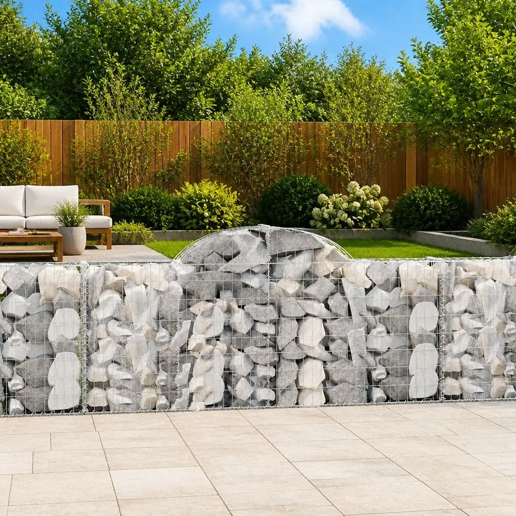 Arched Gabion Baskets Garden Barrier Retaining Wall 200x30x80/100 cm 6 Piece