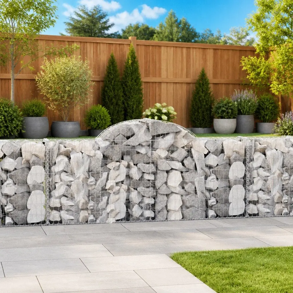 Arched Gabion Baskets Garden Barrier 8 Piece Outdoor Decorative Retaining Wall