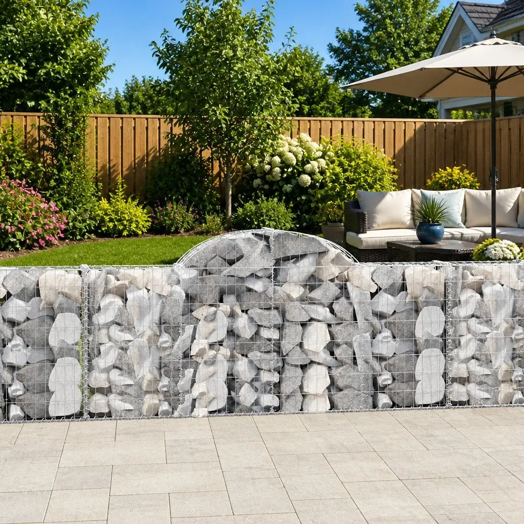 Arched Gabion Baskets Garden Retaining Wall Decorative 10 Piece Galvanised Iron