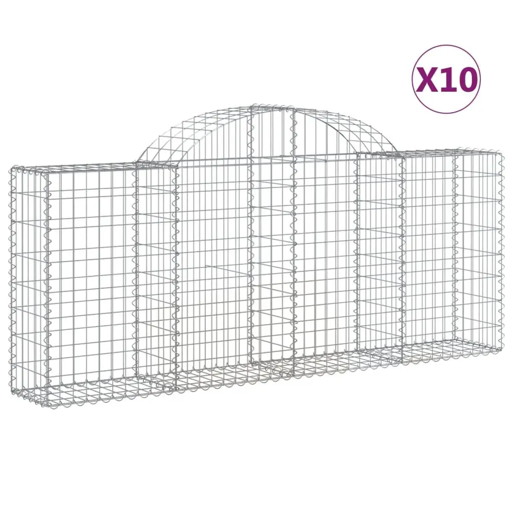 Arched Gabion Baskets Garden Retaining Wall Decorative 10 Piece Galvanised Iron