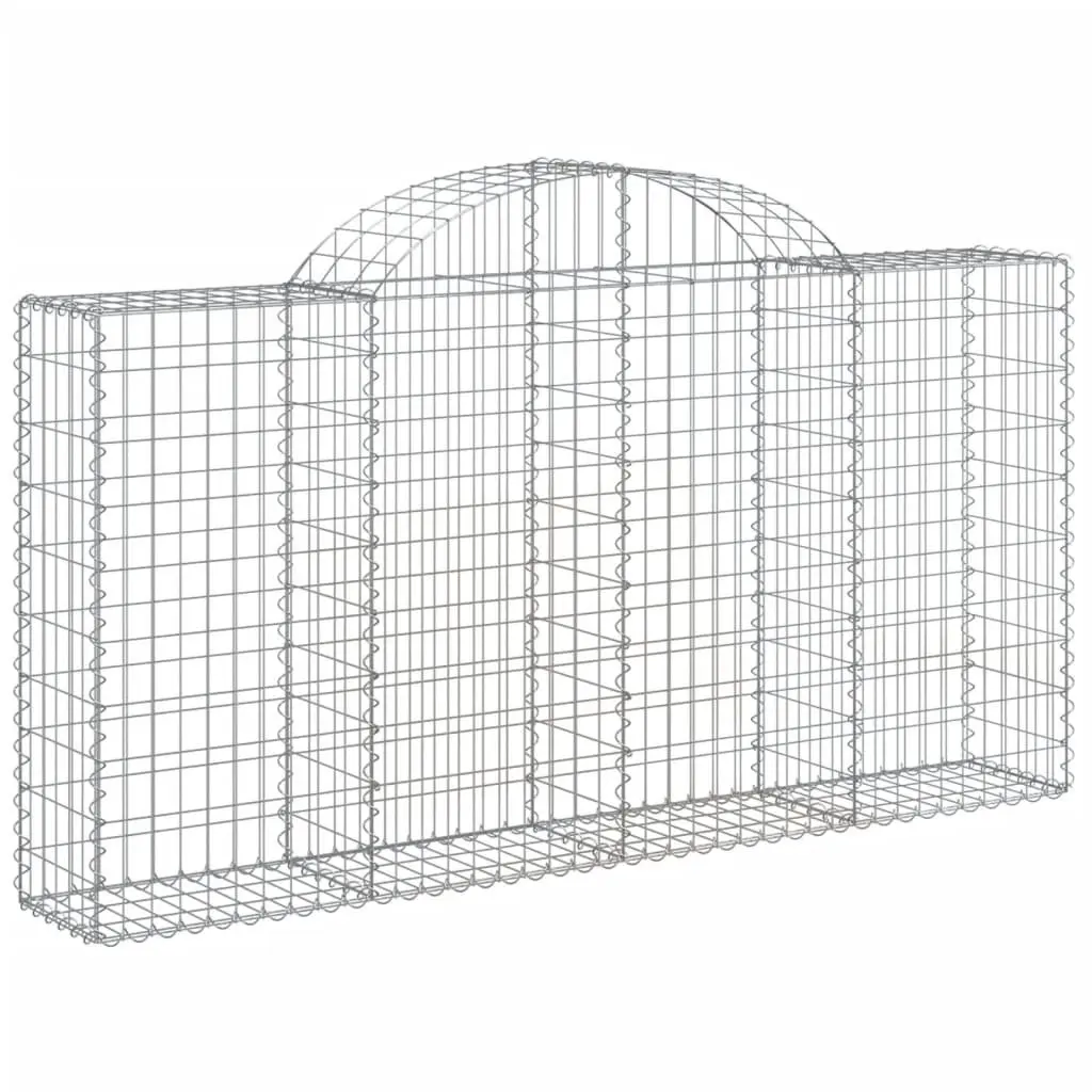 Arched Gabion Baskets Garden Barrier 7 Piece Outdoor Decorative 200 x 30 x 100120 cm Silver Galvanised Iron