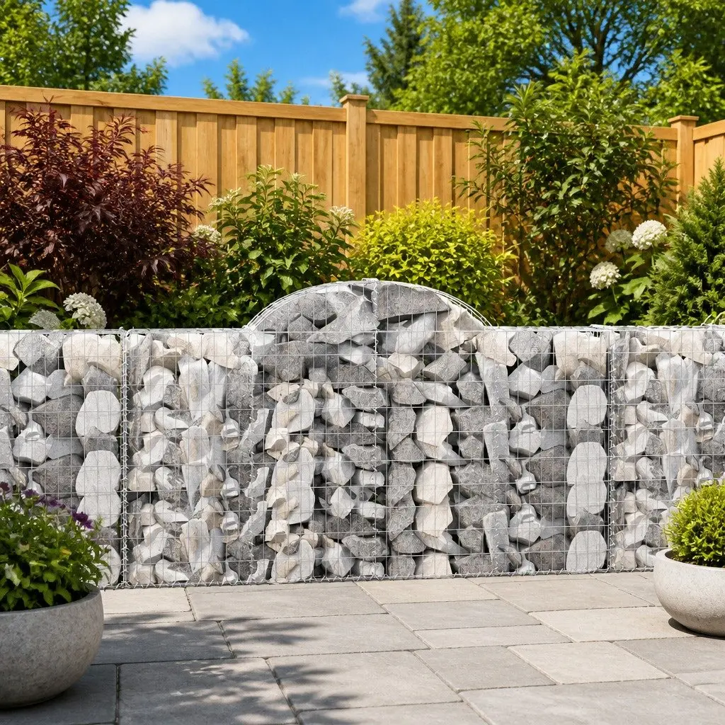 Arched Gabion Baskets Garden Barrier Retaining Wall Outdoor Decorative 200 x 30 x 100120 cm 8 Piece