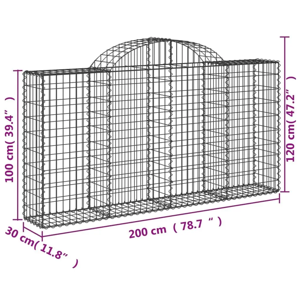 Arched Gabion Baskets Garden Barrier Retaining Wall Outdoor Decorative 200 x 30 x 100120 cm 8 Piece