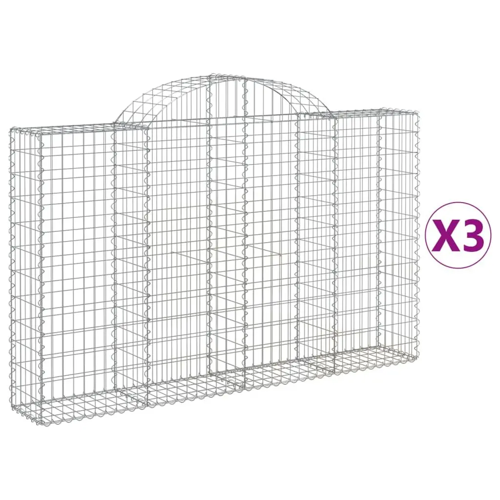 Arched Gabion Baskets 3 pcs Garden Barrier Decorative Retaining Wall Outdoor