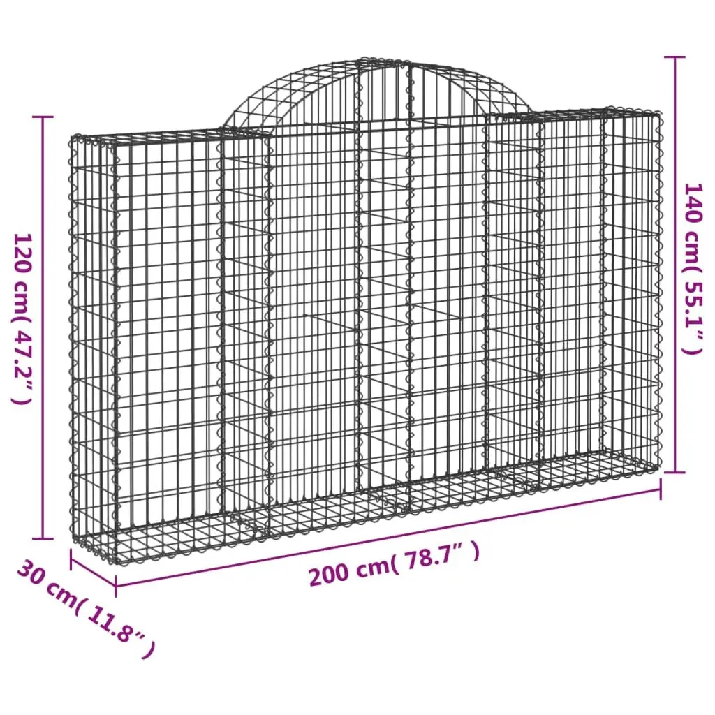 Arched Gabion Baskets 3 pcs Garden Barrier Decorative Retaining Wall Outdoor