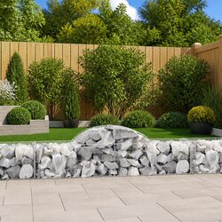 Arched Gabion Baskets 3 pcs Galvanised Wire Garden Barrier Retaining Wall Decor