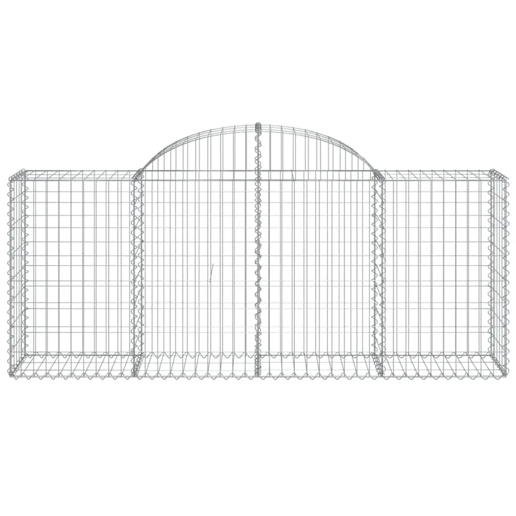 Arched Gabion Baskets Garden Outdoor 3 Piece 200 x 50 x 80/100 cm Galvanised Iron Decorative Barrier