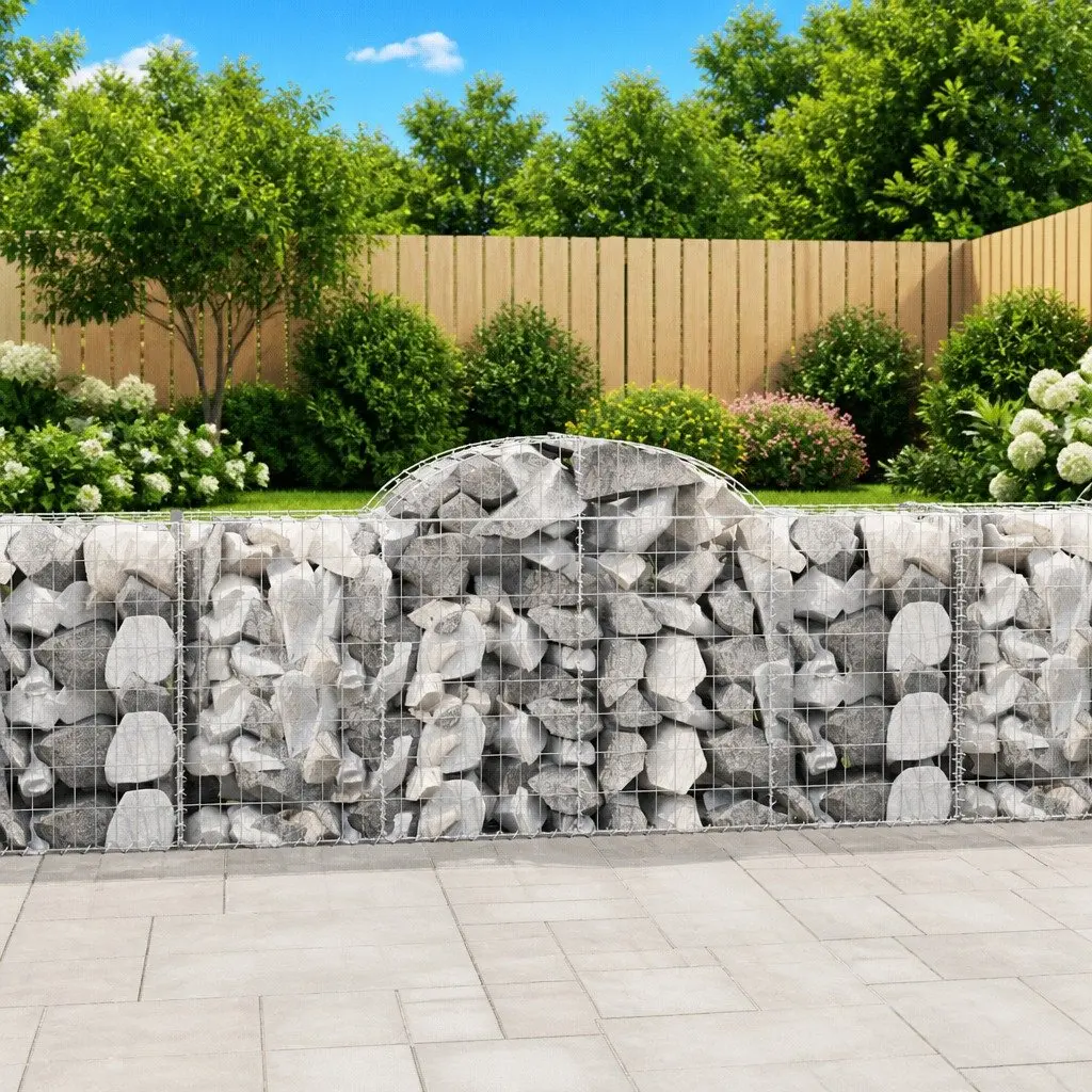 Arched Gabion Baskets Garden Barrier Set 4 Piece Outdoor Decorative Retaining Wall