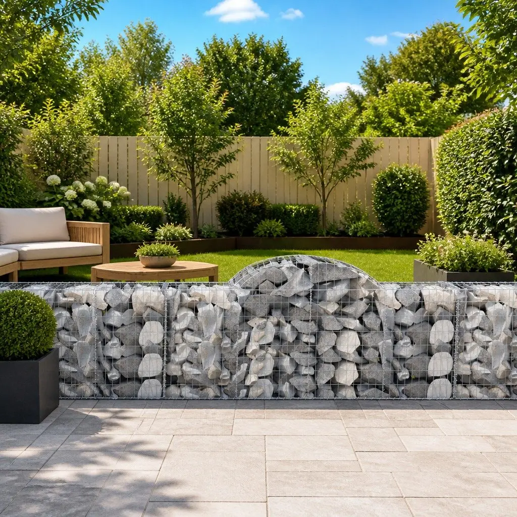 Arched Gabion Baskets Garden Barrier 5 Piece Outdoor Decorative Retaining Wall