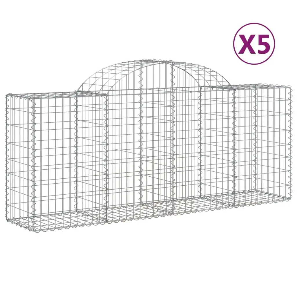 Arched Gabion Baskets Garden Barrier 5 Piece Outdoor Decorative Retaining Wall