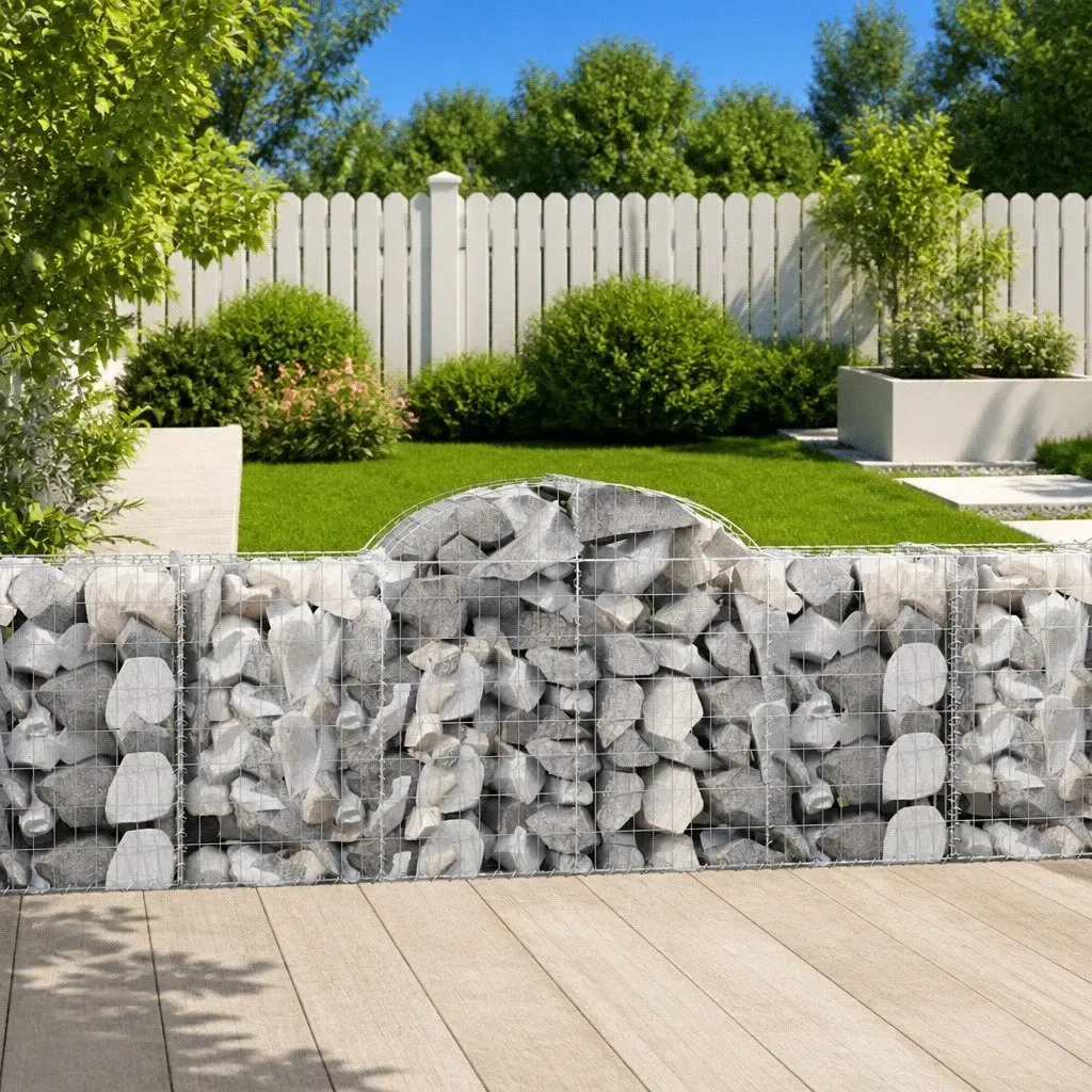 Arched Gabion Baskets 8 pcs Galvanised Iron Garden Barrier Retaining Wall